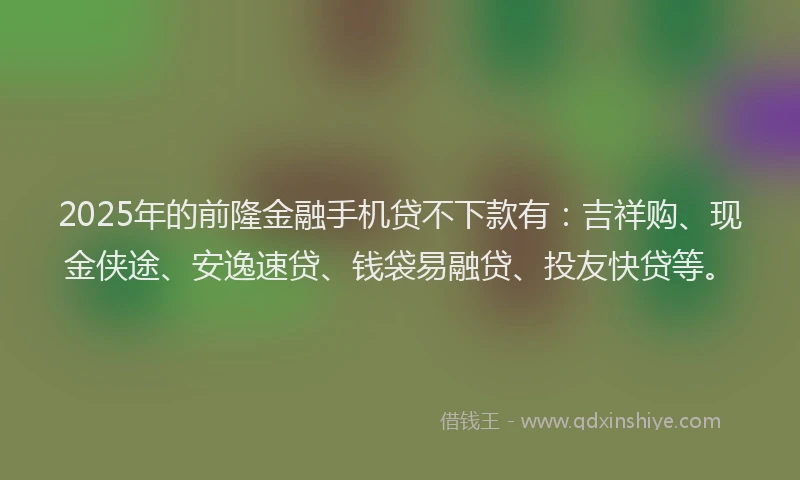 2025年的前隆金融手机贷不下款有：吉祥购、现金侠途、安逸速贷、钱袋易融贷、投友快贷等。