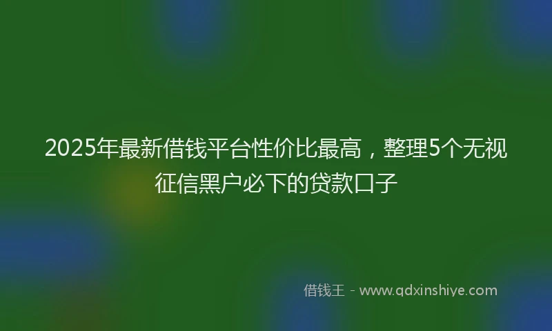 2025年最新借钱平台性价比最高，整理5个无视征信黑户必下的贷款口子