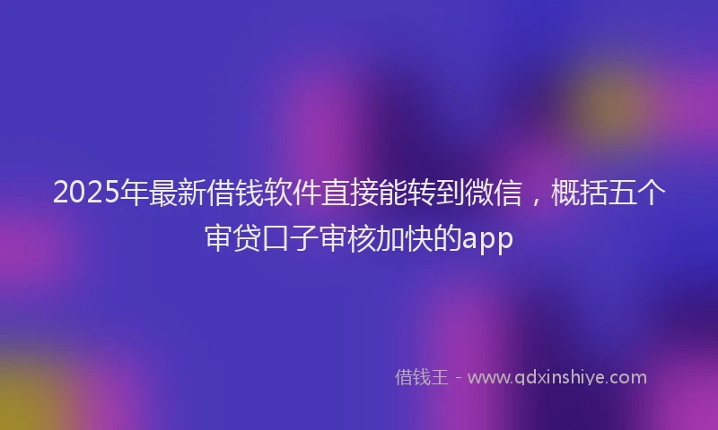 2025年最新借钱软件直接能转到微信，概括五个审贷口子审核加快的app