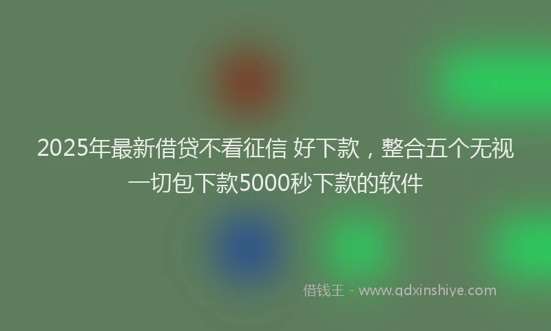2025年最新借贷不看征信 好下款，整合五个无视一切包下款5000秒下款的软件