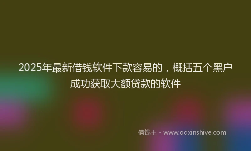 2025年最新借钱软件下款容易的，概括五个黑户成功获取大额贷款的软件