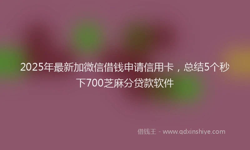 2025年最新加微信借钱申请信用卡，总结5个秒下700芝麻分贷款软件