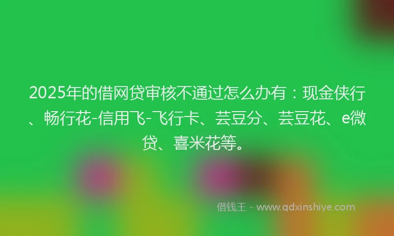 2025年的借网贷审核不通过怎么办有：现金侠行、畅行花-信用飞-飞行卡、芸豆分、芸豆花、e微贷、喜米花等。