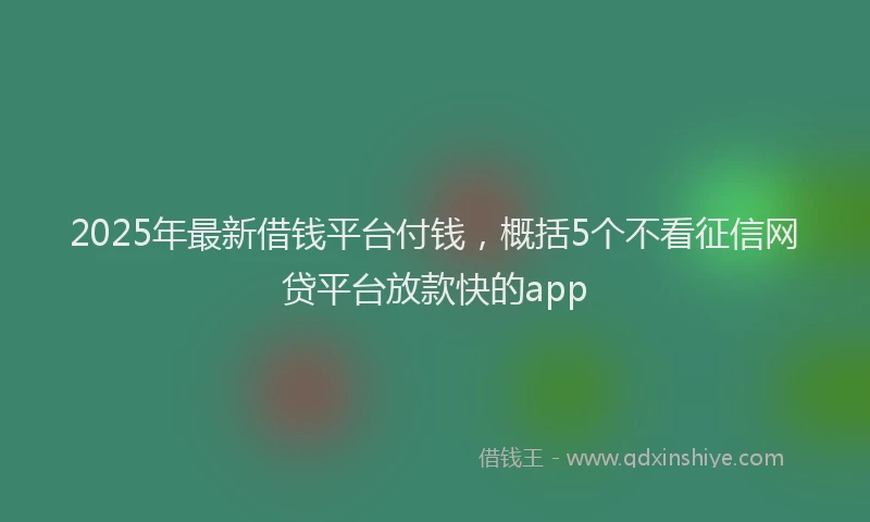 2025年最新借钱平台付钱，概括5个不看征信网贷平台放款快的app