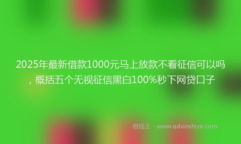 2025年最新借款1000元马上放款不看征信可以吗，概括五个无视征信黑白100%秒下网贷口子