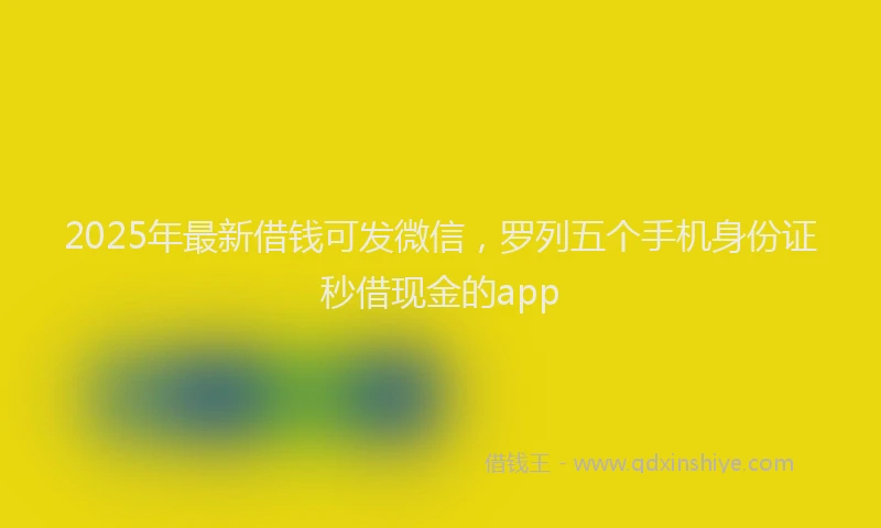 2025年最新借钱可发微信，罗列五个手机身份证秒借现金的app