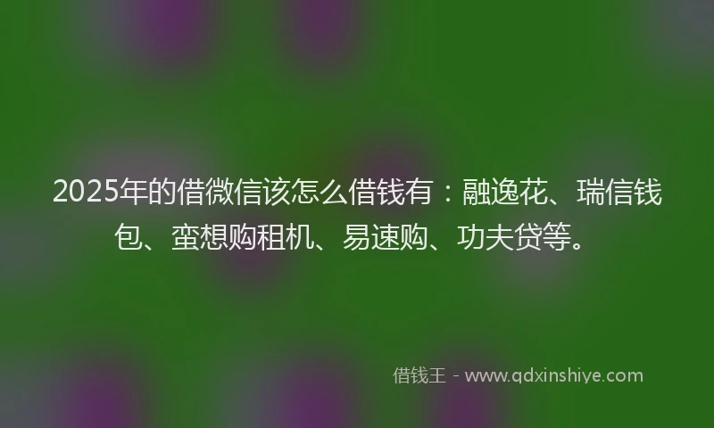 2025年的借微信该怎么借钱有：融逸花、瑞信钱包、蛮想购租机、易速购、功夫贷等。