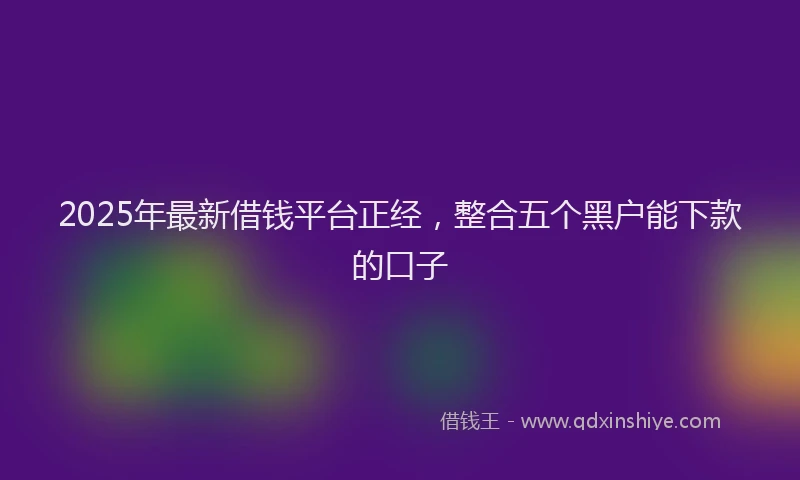 2025年最新借钱平台正经，整合五个黑户能下款的口子