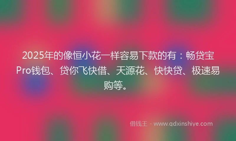 2025年的像恒小花一样容易下款的有：畅贷宝Pro钱包、贷你飞快借、天源花、快快贷、极速易购等。