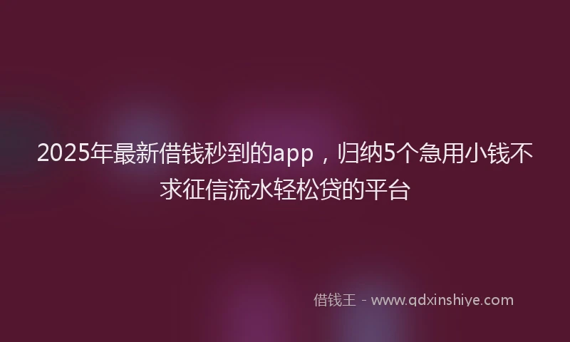 2025年最新借钱秒到的app，归纳5个急用小钱不求征信流水轻松贷的平台