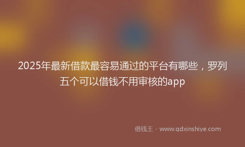 2025年最新借款最容易通过的平台有哪些，罗列五个可以借钱不用审核的app