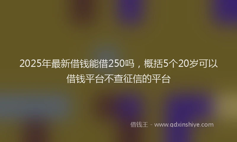 2025年最新借钱能借250吗，概括5个20岁可以借钱平台不查征信的平台
