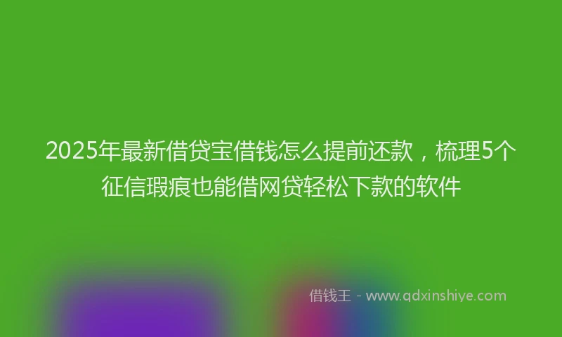 2025年最新借贷宝借钱怎么提前还款，梳理5个征信瑕疵也能借网贷轻松下款的软件