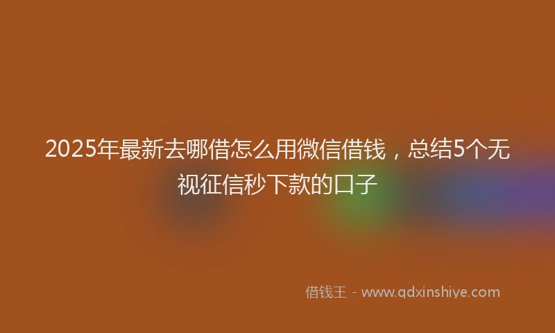2025年最新去哪借怎么用微信借钱，总结5个无视征信秒下款的口子