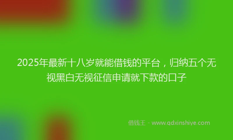 2025年最新十八岁就能借钱的平台，归纳五个无视黑白无视征信申请就下款的口子
