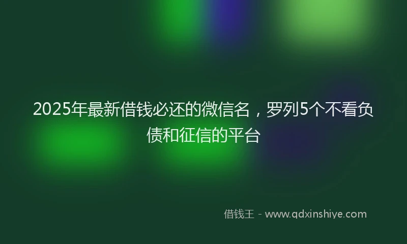2025年最新借钱必还的微信名，罗列5个不看负债和征信的平台
