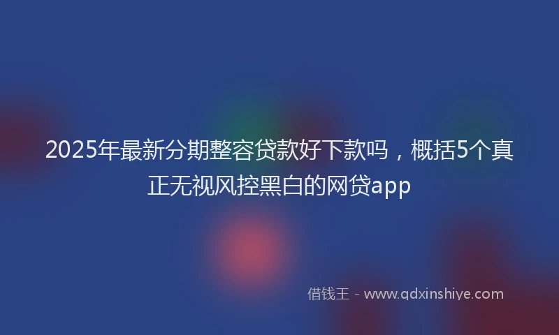 2025年最新分期整容贷款好下款吗，概括5个真正无视风控黑白的网贷app