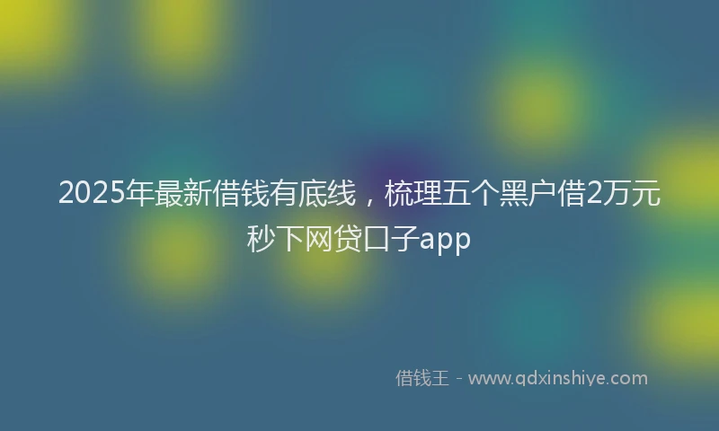 2025年最新借钱有底线，梳理五个黑户借2万元秒下网贷口子app