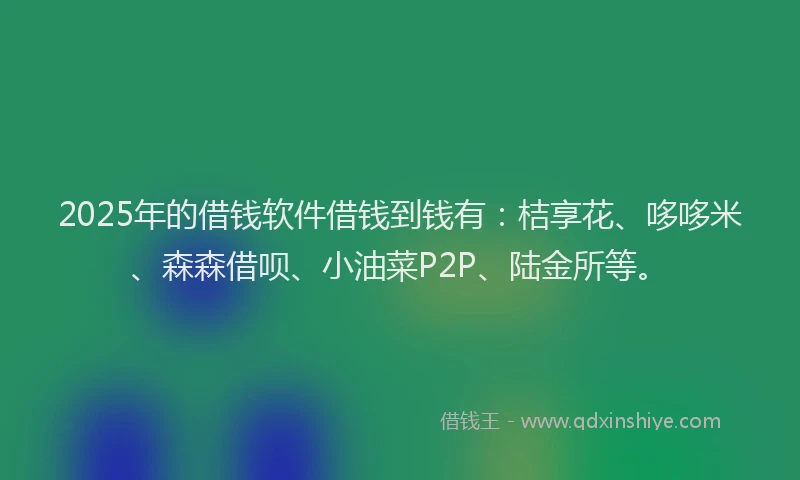 2025年的借钱软件借钱到钱有：桔享花、哆哆米、森森借呗、小油菜P2P、陆金所等。