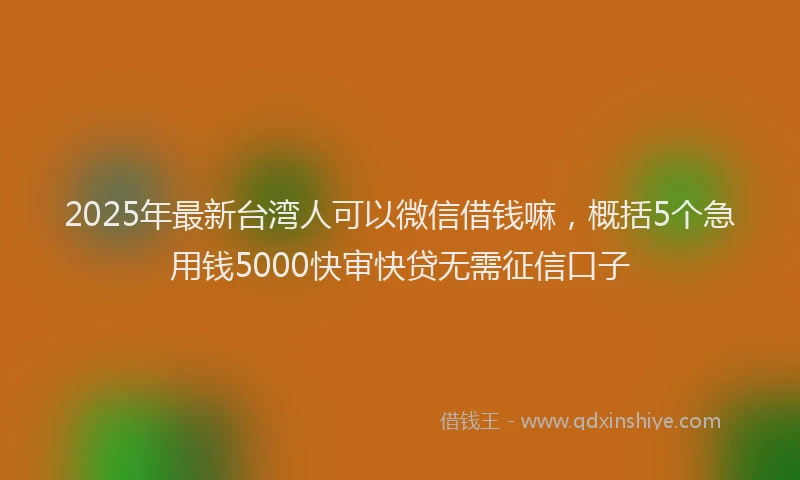 2025年最新台湾人可以微信借钱嘛，概括5个急用钱5000快审快贷无需征信口子