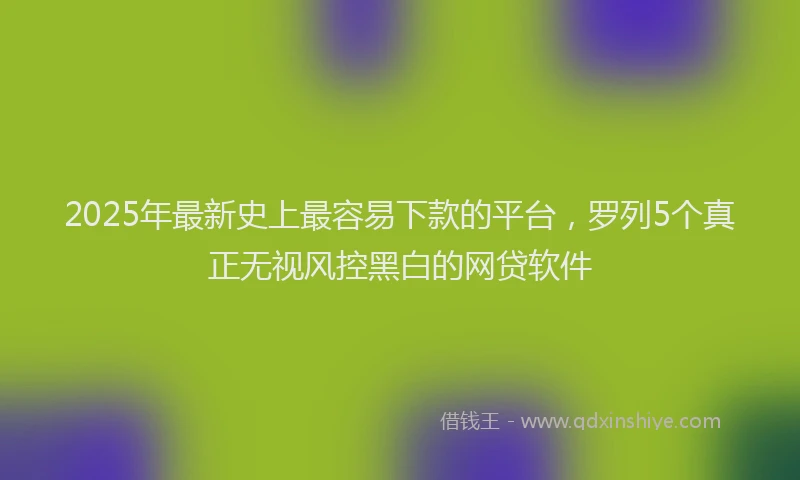 2025年最新史上最容易下款的平台，罗列5个真正无视风控黑白的网贷软件