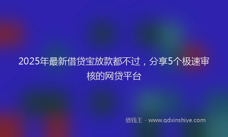2025年最新借贷宝放款都不过，分享5个极速审核的网贷平台