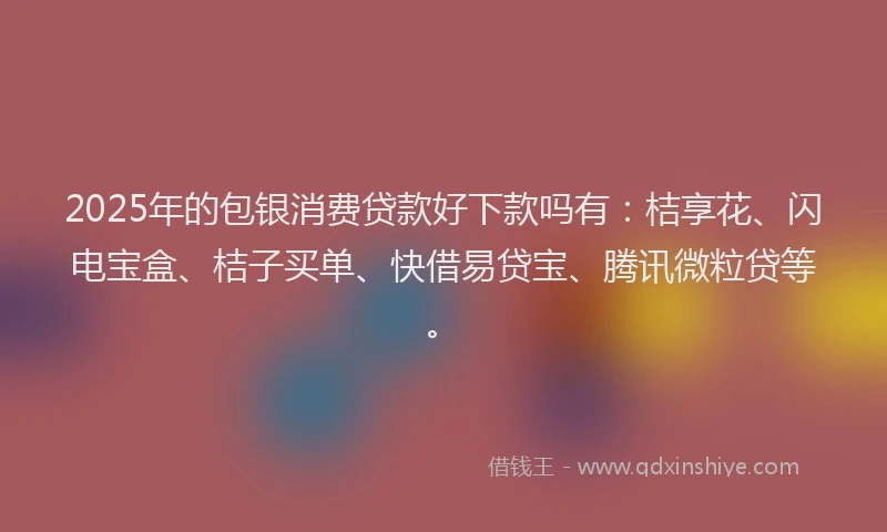 2025年的包银消费贷款好下款吗有：桔享花、闪电宝盒、桔子买单、快借易贷宝、腾讯微粒贷等。