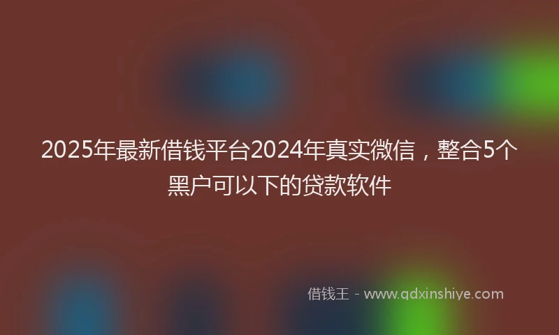 2025年最新借钱平台2024年真实微信，整合5个黑户可以下的贷款软件