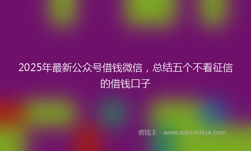 2025年最新公众号借钱微信，总结五个不看征信的借钱口子