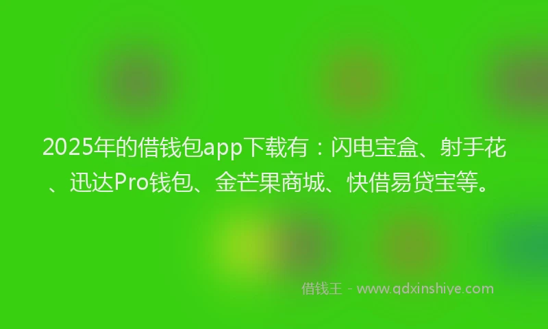 2025年的借钱包app下载有：闪电宝盒、射手花、迅达Pro钱包、金芒果商城、快借易贷宝等。