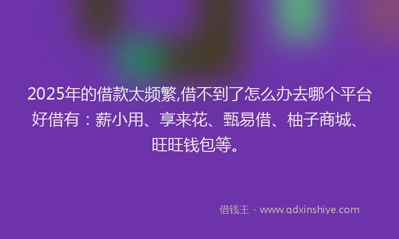 2025年的借款太频繁,借不到了怎么办去哪个平台好借有：薪小用、享来花、甄易借、柚子商城、旺旺钱包等。