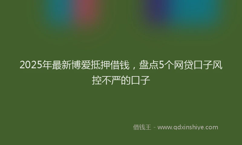 2025年最新博爱抵押借钱，盘点5个网贷口子风控不严的口子