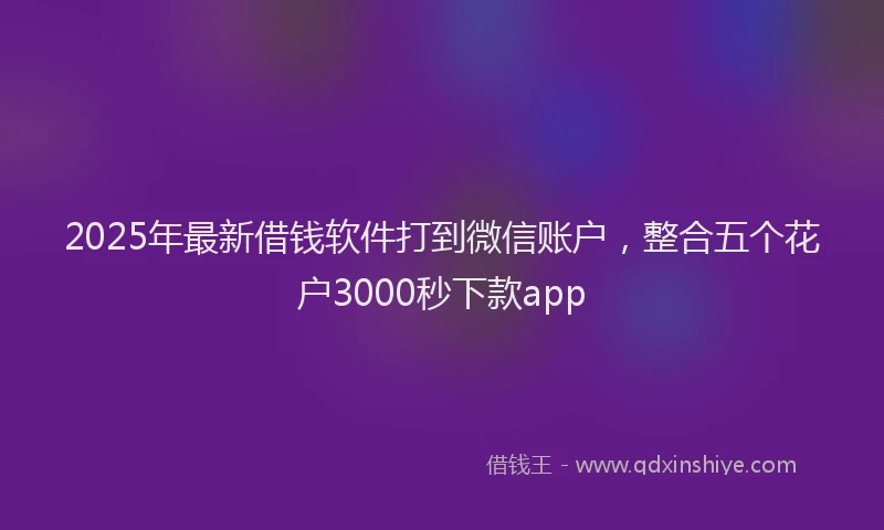 2025年最新借钱软件打到微信账户，整合五个花户3000秒下款app
