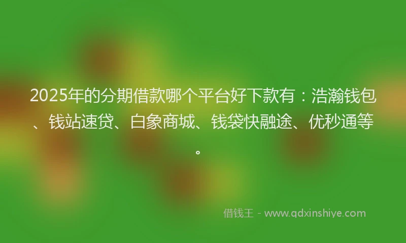 2025年的分期借款哪个平台好下款有：浩瀚钱包、钱站速贷、白象商城、钱袋快融途、优秒通等。