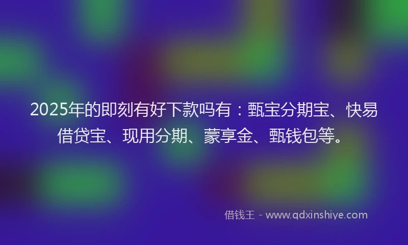 2025年的即刻有好下款吗有：甄宝分期宝、快易借贷宝、现用分期、蒙享金、甄钱包等。