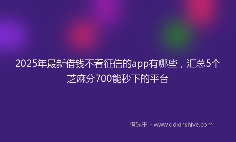 2025年最新借钱不看征信的app有哪些，汇总5个芝麻分700能秒下的平台