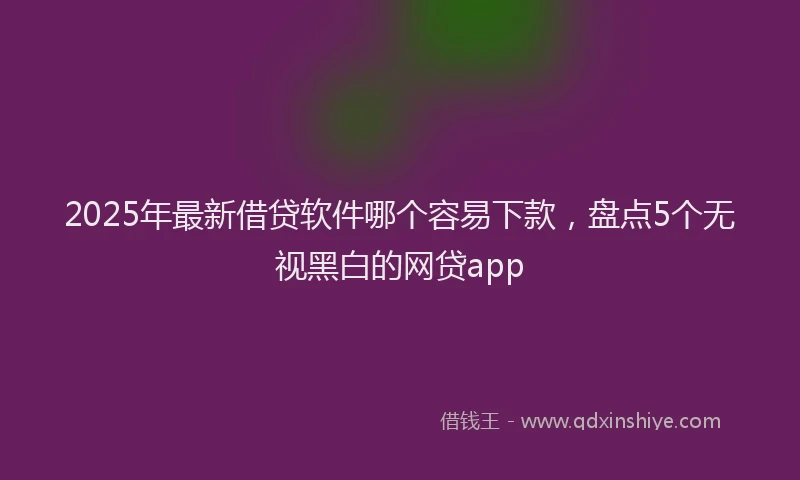 2025年最新借贷软件哪个容易下款，盘点5个无视黑白的网贷app