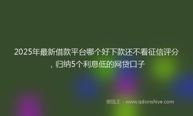 2025年最新借款平台哪个好下款还不看征信评分，归纳5个利息低的网贷口子