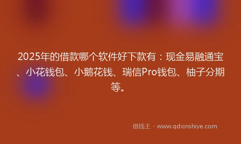 2025年的借款哪个软件好下款有：现金易融通宝、小花钱包、小鹅花钱、瑞信Pro钱包、柚子分期等。