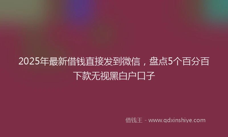 2025年最新借钱直接发到微信，盘点5个百分百下款无视黑白户口子