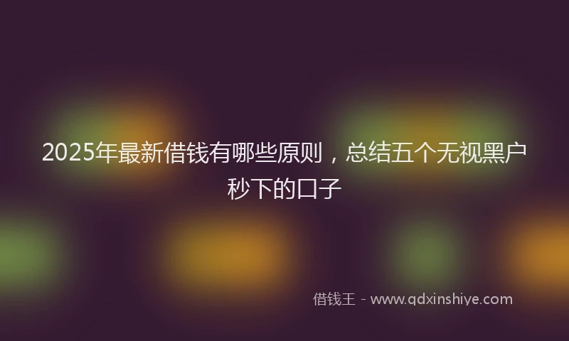 2025年最新借钱有哪些原则，总结五个无视黑户秒下的口子