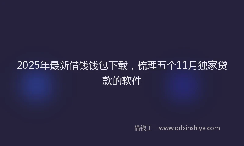 2025年最新借钱钱包下载，梳理五个11月独家贷款的软件