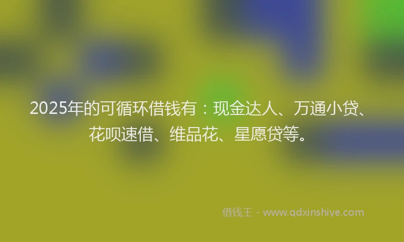 2025年的可循环借钱有：现金达人、万通小贷、花呗速借、维品花、星愿贷等。