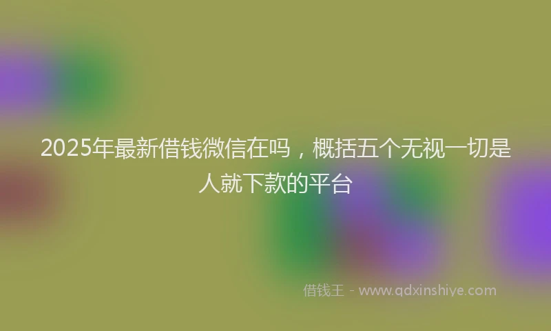 2025年最新借钱微信在吗，概括五个无视一切是人就下款的平台