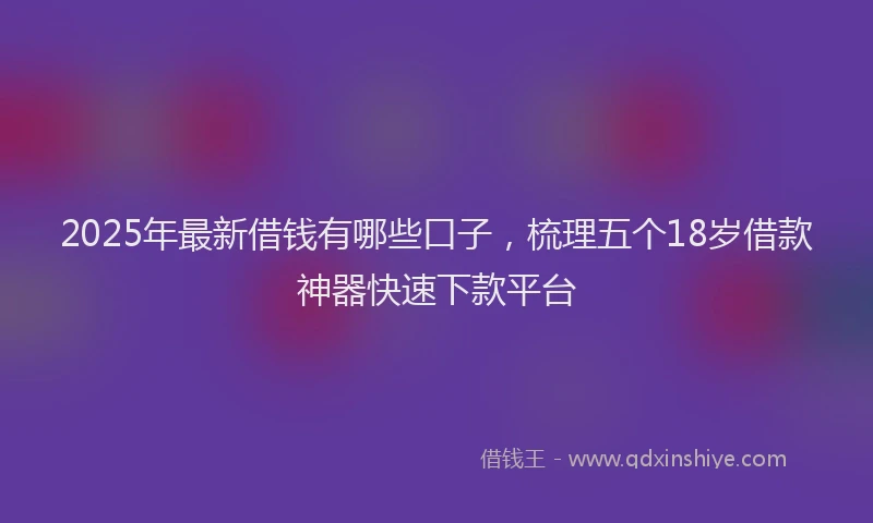 2025年最新借钱有哪些口子，梳理五个18岁借款神器快速下款平台
