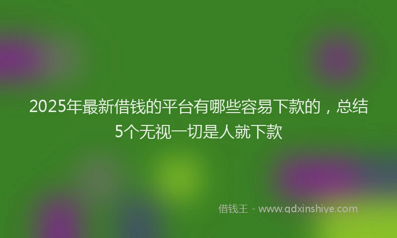 2025年最新借钱的平台有哪些容易下款的，总结5个无视一切是人就下款