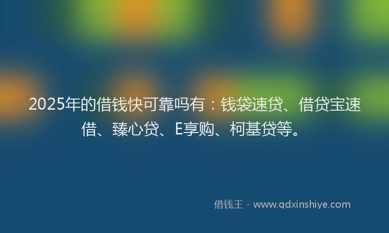 2025年的借钱快可靠吗有：钱袋速贷、借贷宝速借、臻心贷、E享购、柯基贷等。