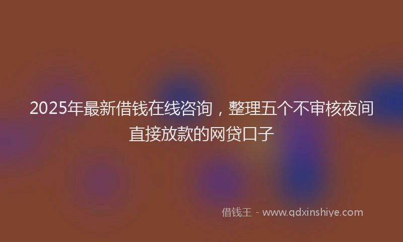 2025年最新借钱在线咨询，整理五个不审核夜间直接放款的网贷口子
