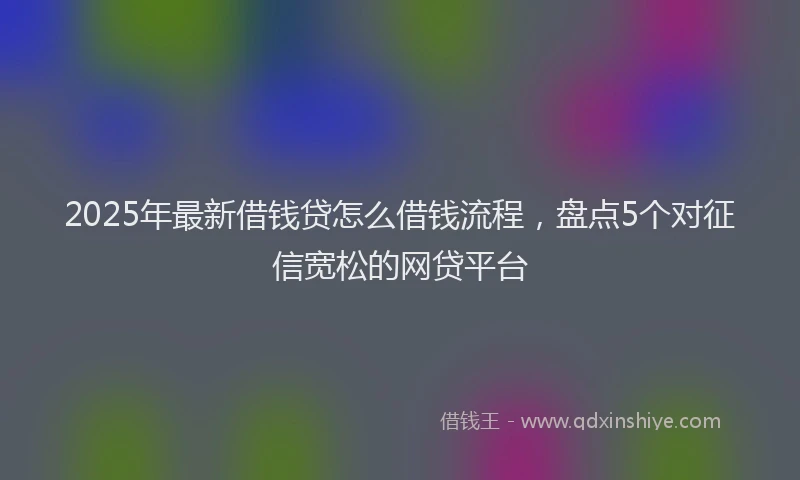 2025年最新借钱贷怎么借钱流程，盘点5个对征信宽松的网贷平台
