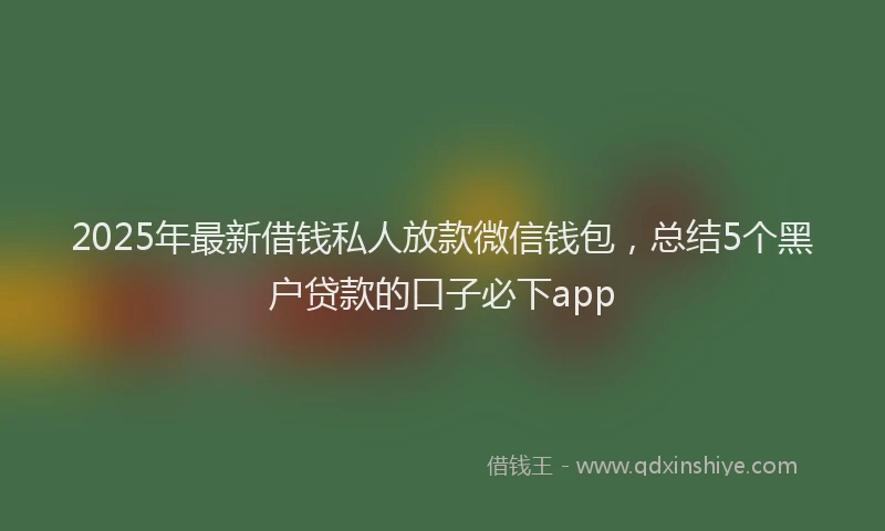 2025年最新借钱私人放款微信钱包，总结5个黑户贷款的口子必下app